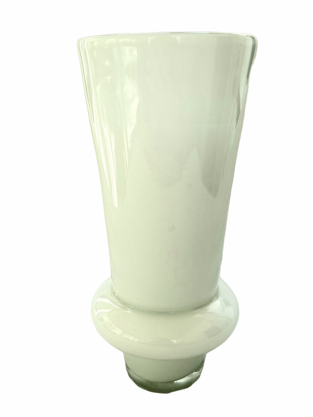 West Elm White Hand Blown Glass Vase MCM Style 10” Minimalist Retro Decor